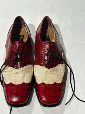 Stacy Adams Genuine Snake Skin Red White Spectator Dress Shoes Men’s 8.5